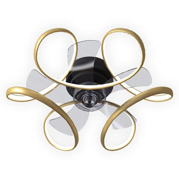 Tivleed 18 in. LED Indoor Gold Low-Profile Petal-Shaped Recessed Ceiling Fan Light, APP Plus Remote, 3000K to 6500K