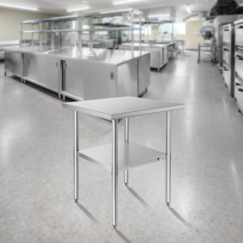 AmGood 30" x 30" Stainless Steel Utility Work Table with Galvanized Shelf