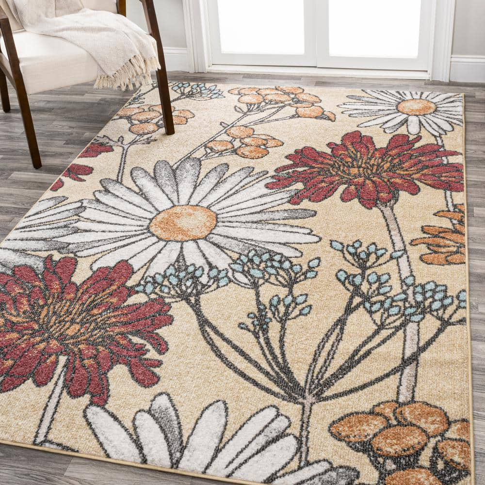 Theresa Oriental Ivory/Red Area Rug Charlton Home Rug Size: Rectangle 3'3 x 5'3