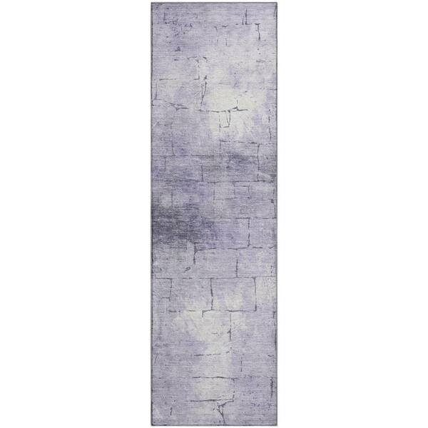 Mayfield Premium Machine Washable Abstract AMF2215 Lavender 2 ft. x 7 ft. Runner Rug