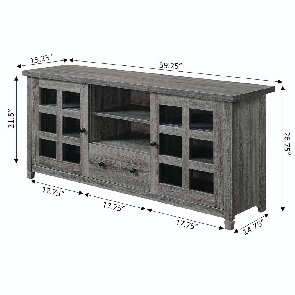 Newport Grace 60" Weathered Gray TV Stand with Enclosed Cabinets