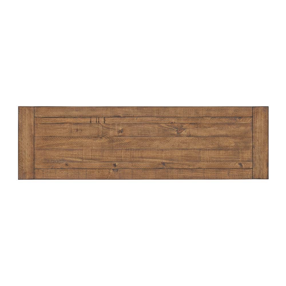 Bolton Industrial Rustic 55" Black Stain and Natural Sofa Table with Storage