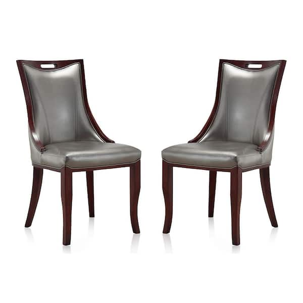 Manhattan Comfort Emperor Silver Faux Leather Dining Chair (Set of Two)