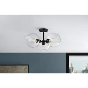 Vista Heights 3-Light Matte Black Semi Flush Mount Light