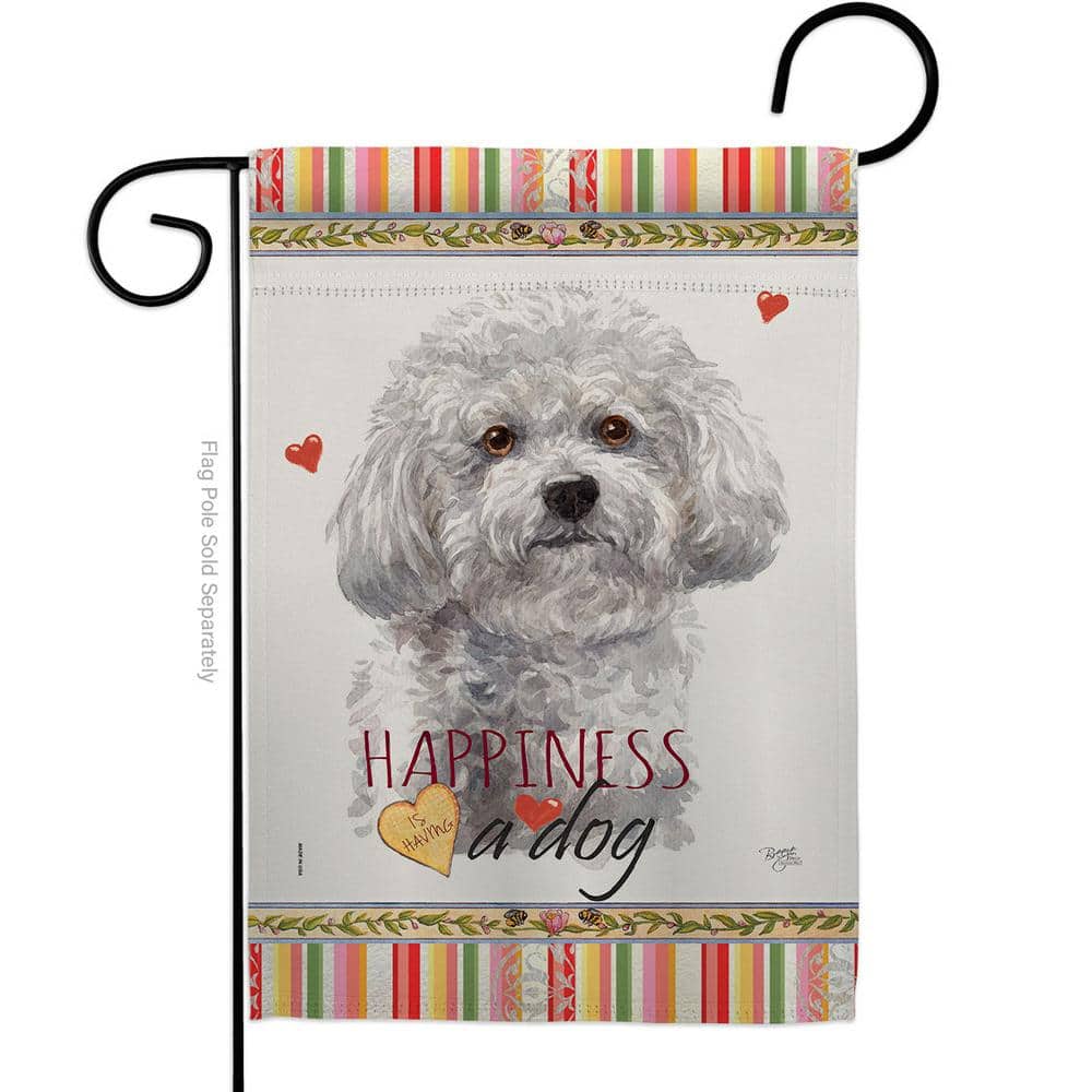 13 in. x 18.5 in. Bichon Frise Happiness Dog Garden Flag Double-Sided Readable Both Sides Animals Decorative price history on PriceWatchPro