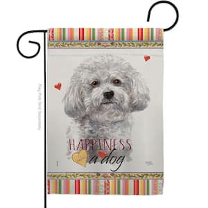 13 in. x 18.5 in. Bichon Frise Happiness Dog Garden Flag Double-Sided Readable Both Sides Animals Decorative