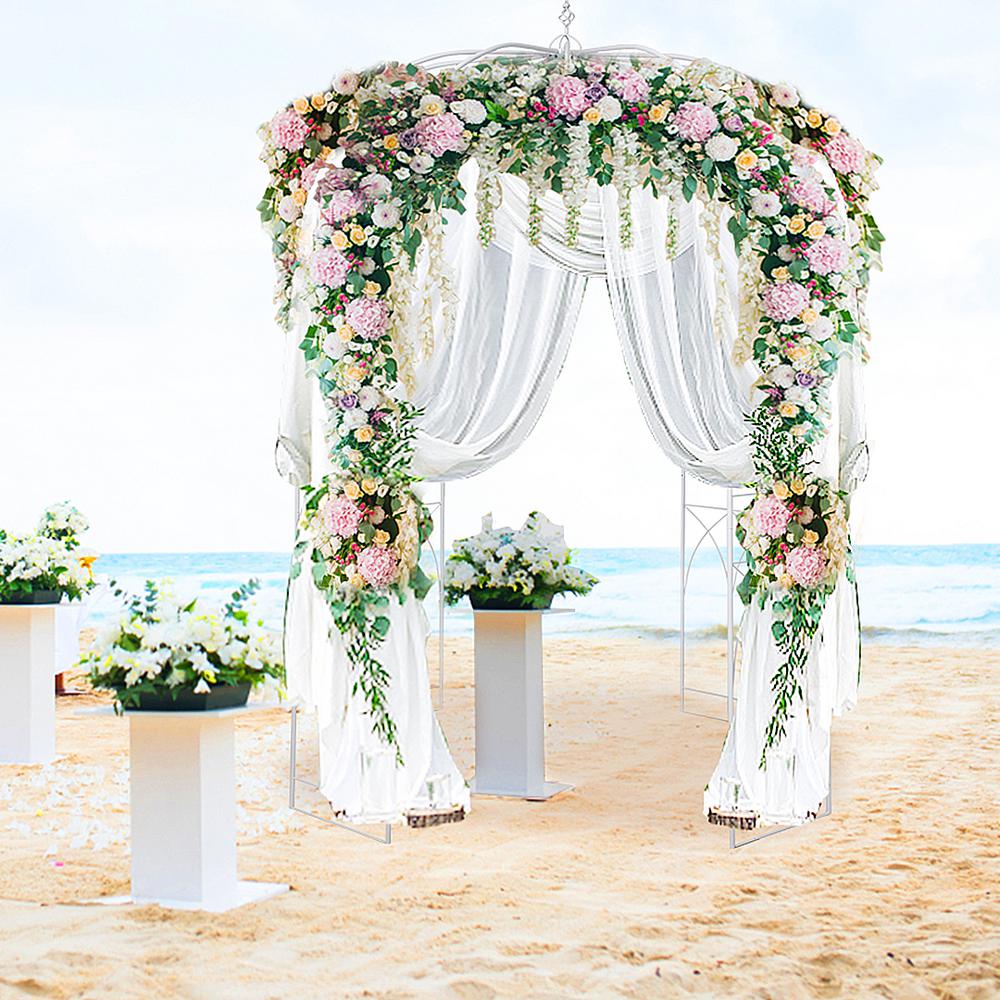 White Heavy Duty Wrought Iron Birdcage Garden Arbor
