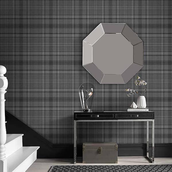 Graham & Brown Heritage Plaid Charcoal Grey Removable Wallpaper Sample  10759694 - The Home Depot