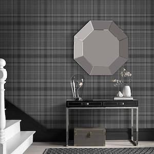 Heritage Plaid Charcoal Grey Removable Wallpaper Sample