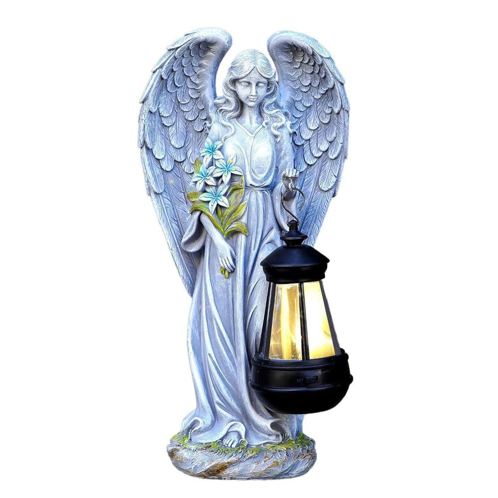 13.2 in. Solar Angel Outdoor Garden Decor Statues, Solar Outdoor Sculptures for Outside, Yard, Art Patio, Gray price history on PriceWatchPro