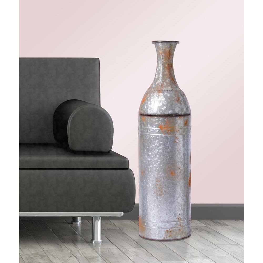 Large Rustic Galvanized Metal Farmhouse Floor Vase