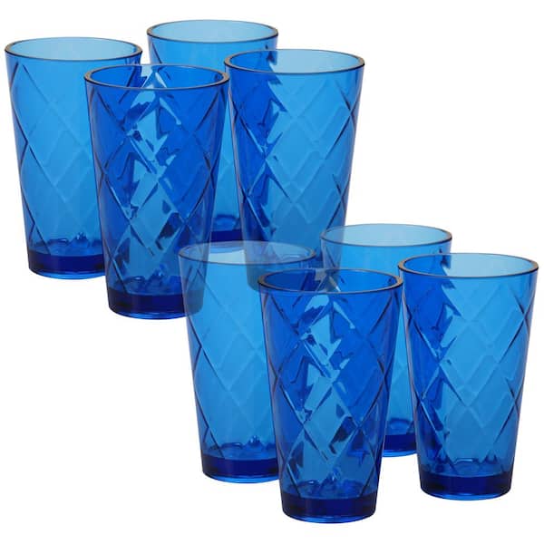 Certified International 20 oz. 8-Piece Cobalt Blue Acrylic Ice Tea Glass