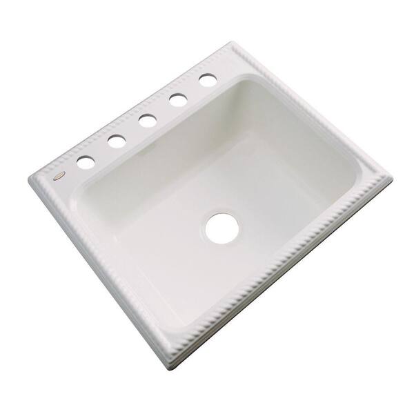 Thermocast Wentworth Drop-In Acrylic 25 in. 5-Hole Single Bowl Kitchen Sink in Natural