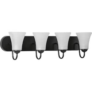 Classic Collection 4-Light Matte Black Etched Glass Traditional Bath Vanity Light