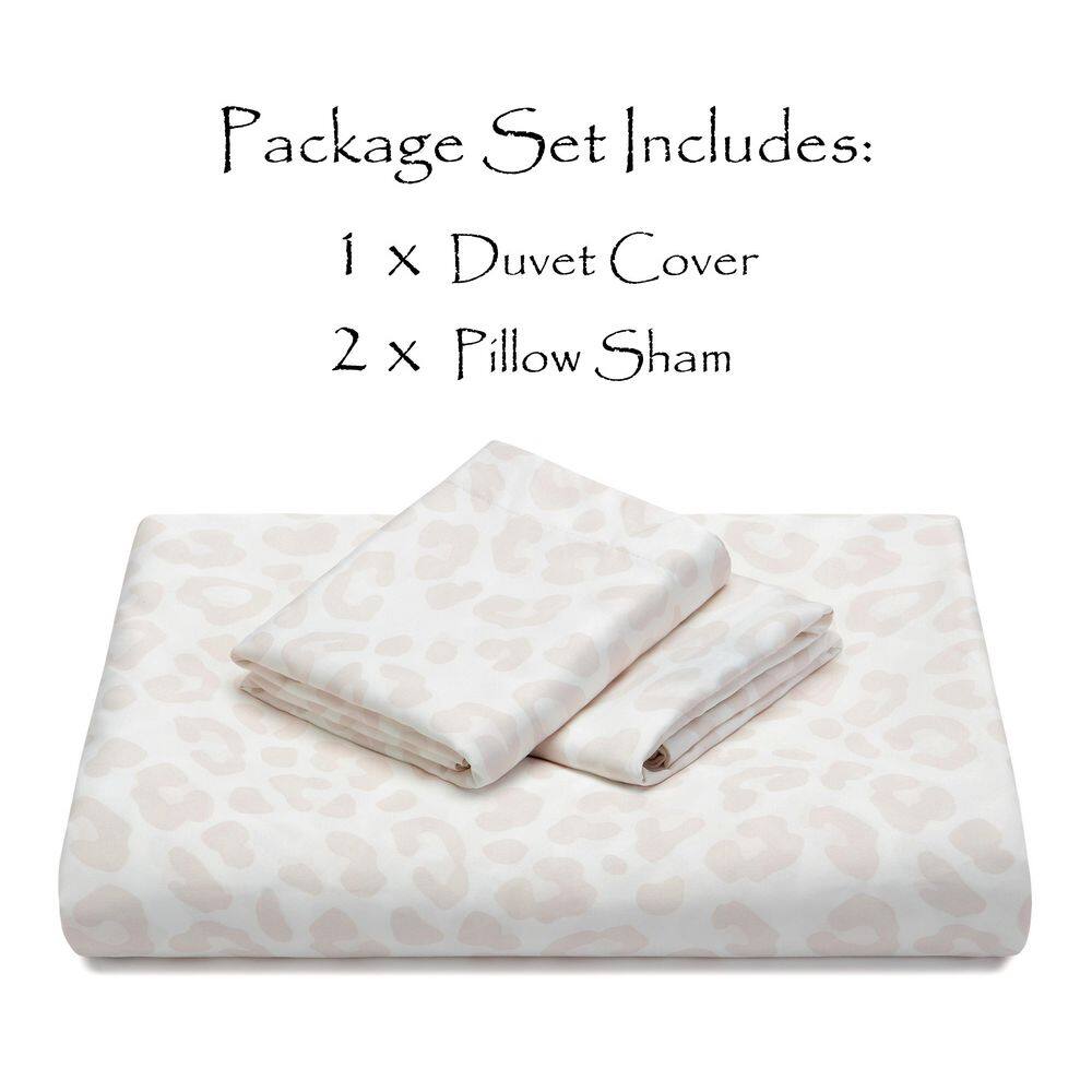King Cream Leopard Print Rayon Polyester Duvet Cover Set