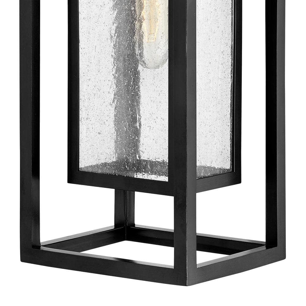Seaside Lodge Black Outdoor Wall Lantern with Clear Seedy Glass