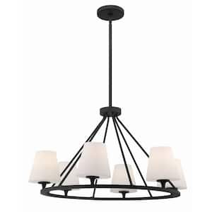 Keenan 6-Light Black Forged Chandelier with Glass Shade