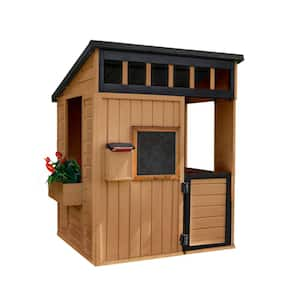 Caraway Cottage Outdoor Cedar Wood Playhouse with Working Dutch Door, Windows, Toy Kitchen