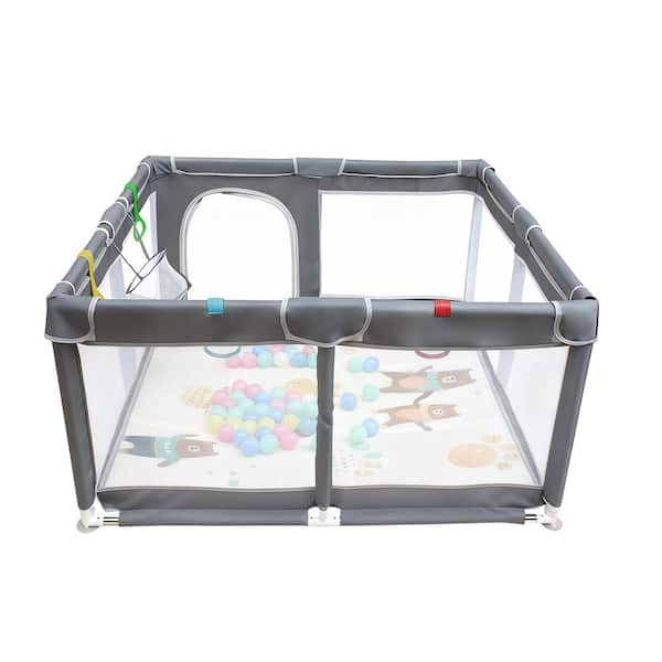 47 in. x 47 in. Baby Playard Cloth Playpen with Removable Enclosures for Indoor and Outdoor Use