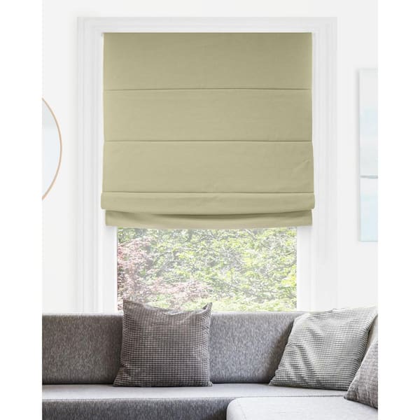 Chicology Del Mar Ready-Made Sandcastle Cordless Blackout Privacy Fabric Roman Shade 33 in. W x 64 in. L