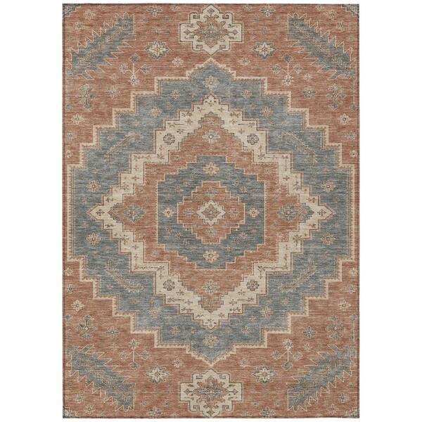 Chantille Machine Washable Indoor/Outdoor Abstract ACN3141 Rust 5 ft. x 7 ft. 6 in. Area Rug