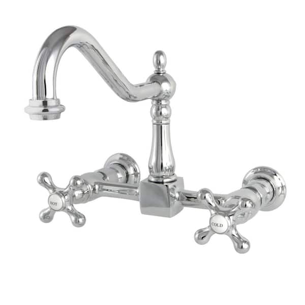 Heritage 2-Handle Wall Mount Standard Kitchen Faucet in Polished Chrome