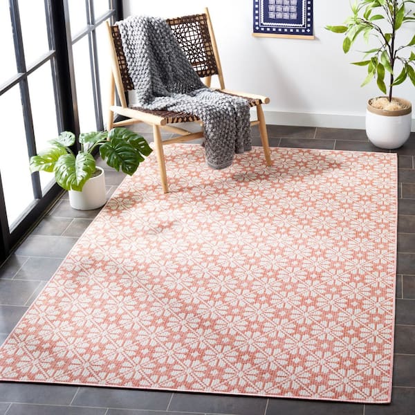 Martha Stewart 8 ft. x 10 ft. Terracotta Monochrome Floral Area Rug