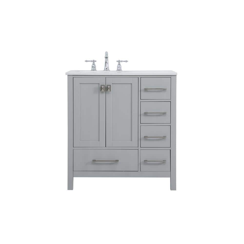Simply Living 32 in. W x 22 in. D x 34 in. H Bath Vanity in Gray with Calac