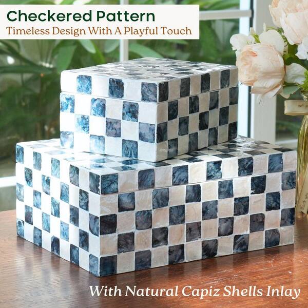 Capiz Shell Collection Navy Blue 11.8 in. x 9.1 in. Capiz Shell