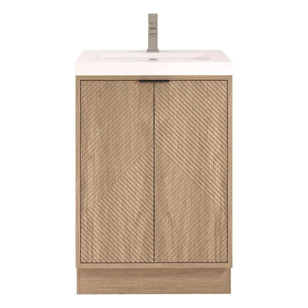 Mason 24 in. W x 20 in. D x 35 in. H Single Sink White Oak Bath Vanity with White Acrylic Top, Electrical Outlet price history on PriceWatchPro
