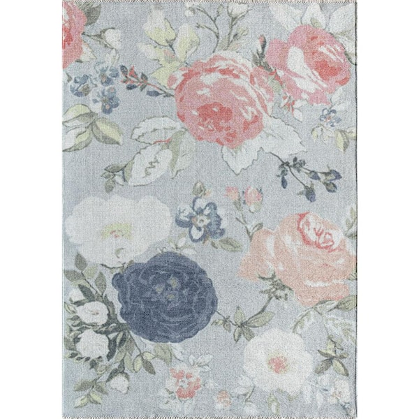 Isaac Mizrahi Eloise Blossoming Beauty 5'3"x7'0" Contemporary Blue Area Rug
