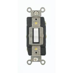 15 Amp Industrial Grade Heavy Duty Double-Pole Double-Throw Center-Off Maintained Contact Toggle Switch, White