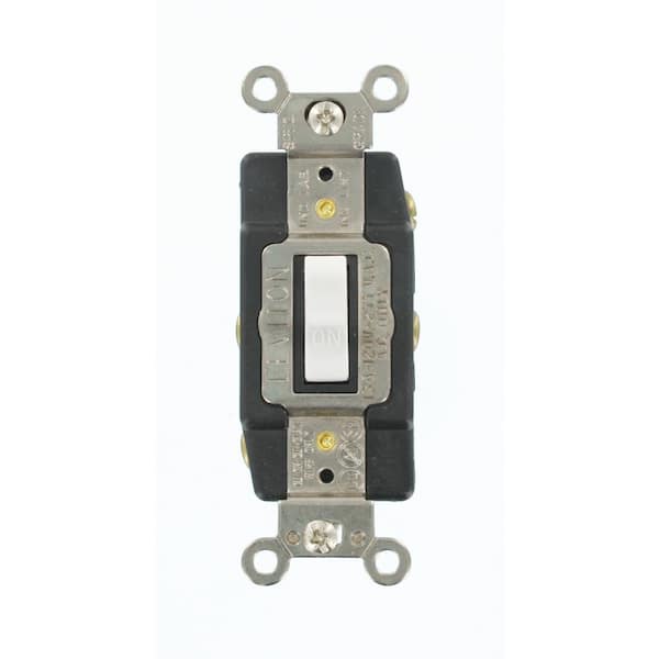 Leviton 15 Amp Industrial Grade Heavy Duty Double-Pole Double-Throw Center-Off Maintained Contact Toggle Switch, White