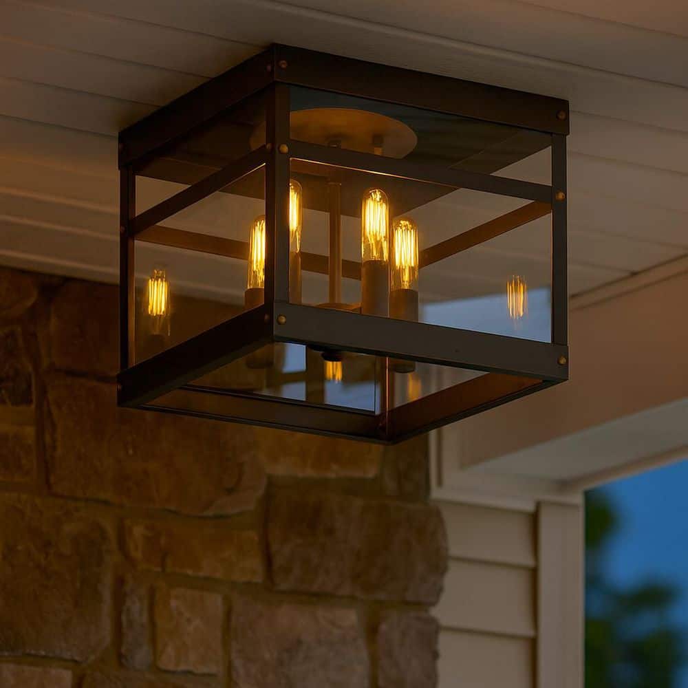 Porter 4-Light Oil Rubbed Bronze Outdoor Flush Mount price history on PriceWatchPro
