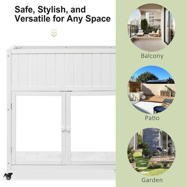 35 in. W x 18 in. D x 37 in. H White Wood Portable Greenhouse Mini