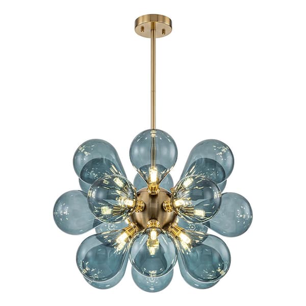 HUOKU Alma 18-Light 25.6 in. W Brass Chandelier with Blown