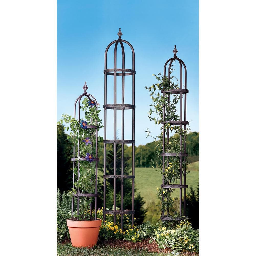 Bronze 8' Tall Metal Garden Obelisk Trellis