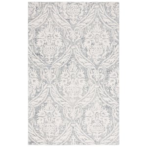 Abstract Ivory/Gray 6 ft. x 9 ft. Damask Area Rug