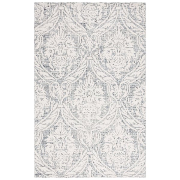 SAFAVIEH Abstract Ivory/Gray 6 ft. x 9 ft. Damask Area Rug