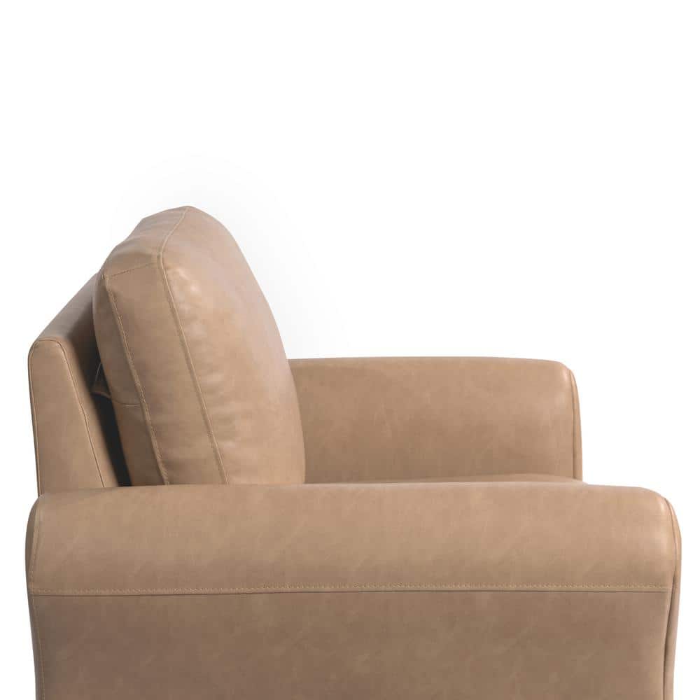 Brown Faux Leather Lawson Accent Chair with Tapered Legs