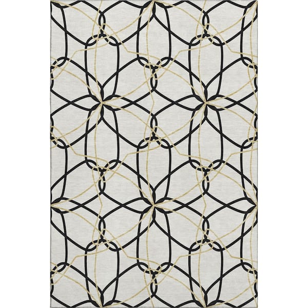 Mayfield Premium Machine Washable Abstract AMF950 White 10 ft. x 14 ft. Area Rug