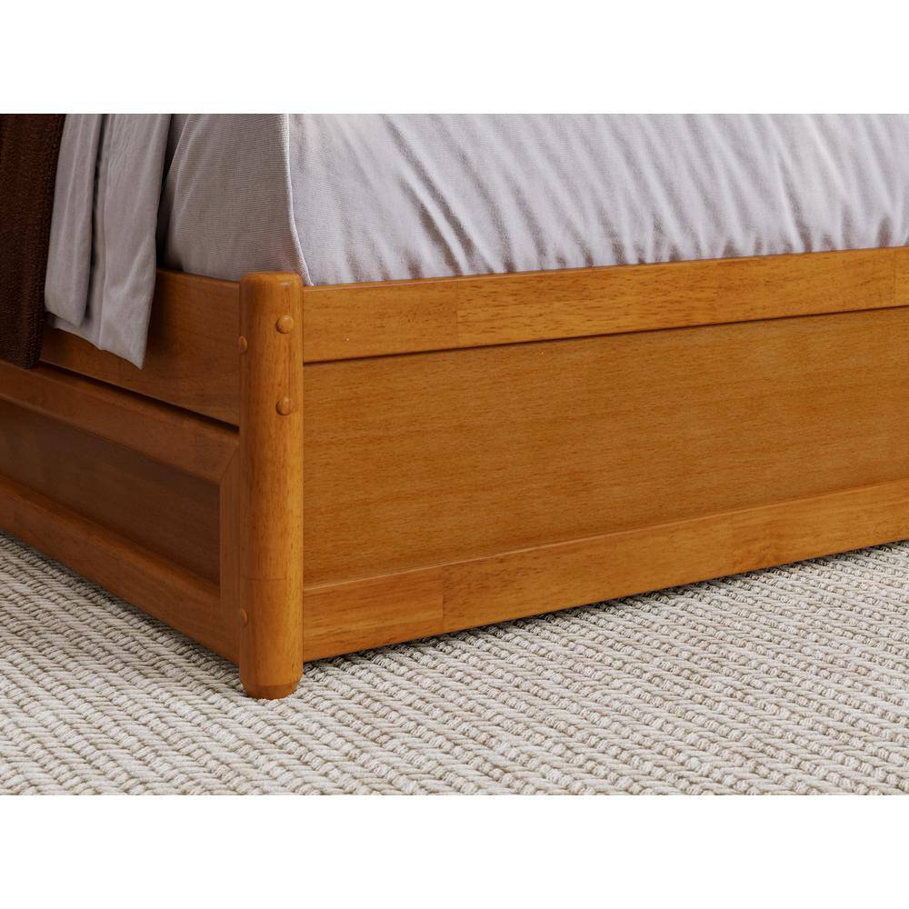 Barcelona Light Toffee Queen Wood Panel Platform Bed with Twin XL Trundle