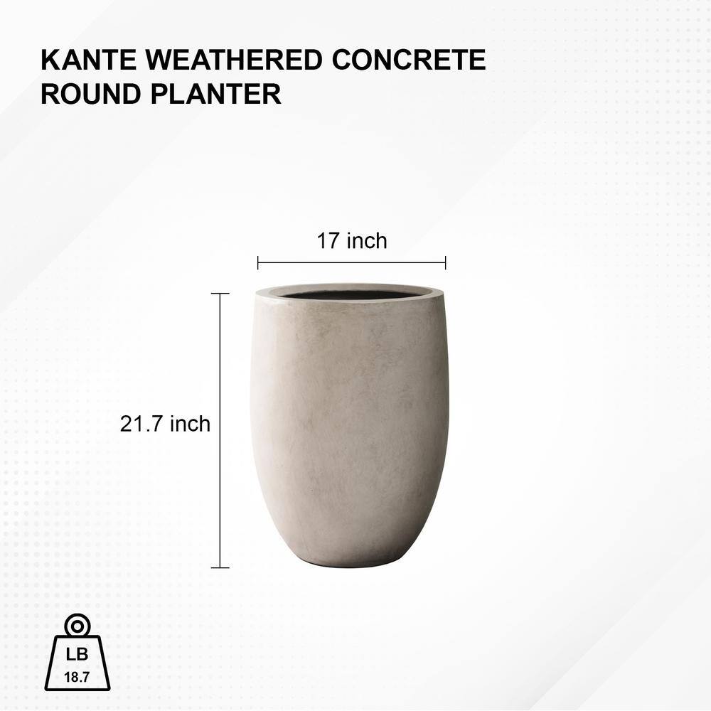 Large Weathered Gray Concrete Tall Planter with Drainage Hole