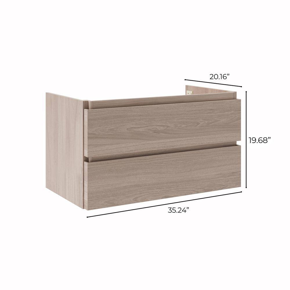 Vanilla Oak 35" Wall-Mount Floating Single Vanity Base