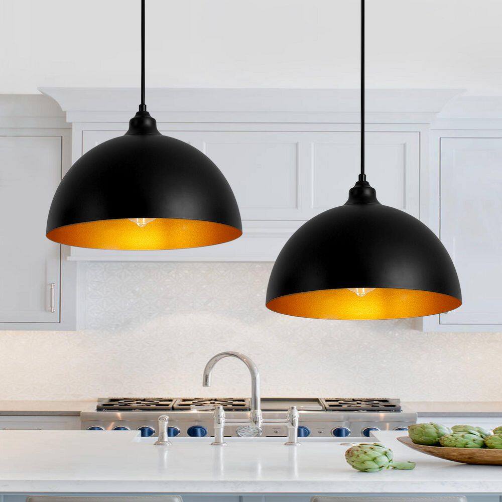 2-Light Black Modern Pendant Light with Metal Dome Shade price history on PriceWatchPro