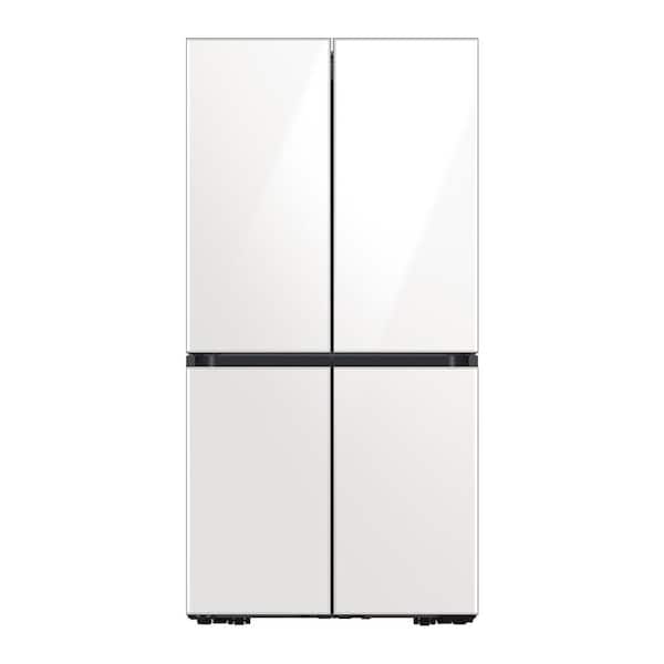 Samsung Bespoke 29 cu. ft. 4-Door Flex French Door Smart Refrigerator with Beverage Center in White Glass, Standard Depth