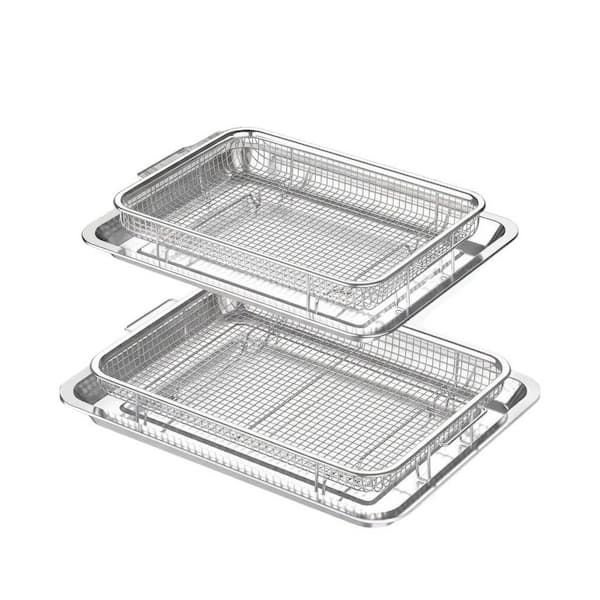 5 qt. Stainless Steel Baking Sheet Air Fryer Basket and Crisper Tray Non-Stick for Oven Baking Chicken Fries 2-Set