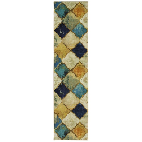Mohawk Home Hamilton Gold 2 ft. 6 in. x 10 ft. Distressed Runner Rug