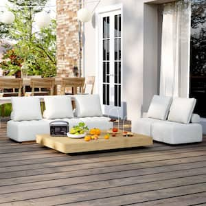 5-Piece Aluminum Outdoor Sectional, Couch Back Cushion Covers - Removable, Waterproof Sofa Cover, with Brown Cushions