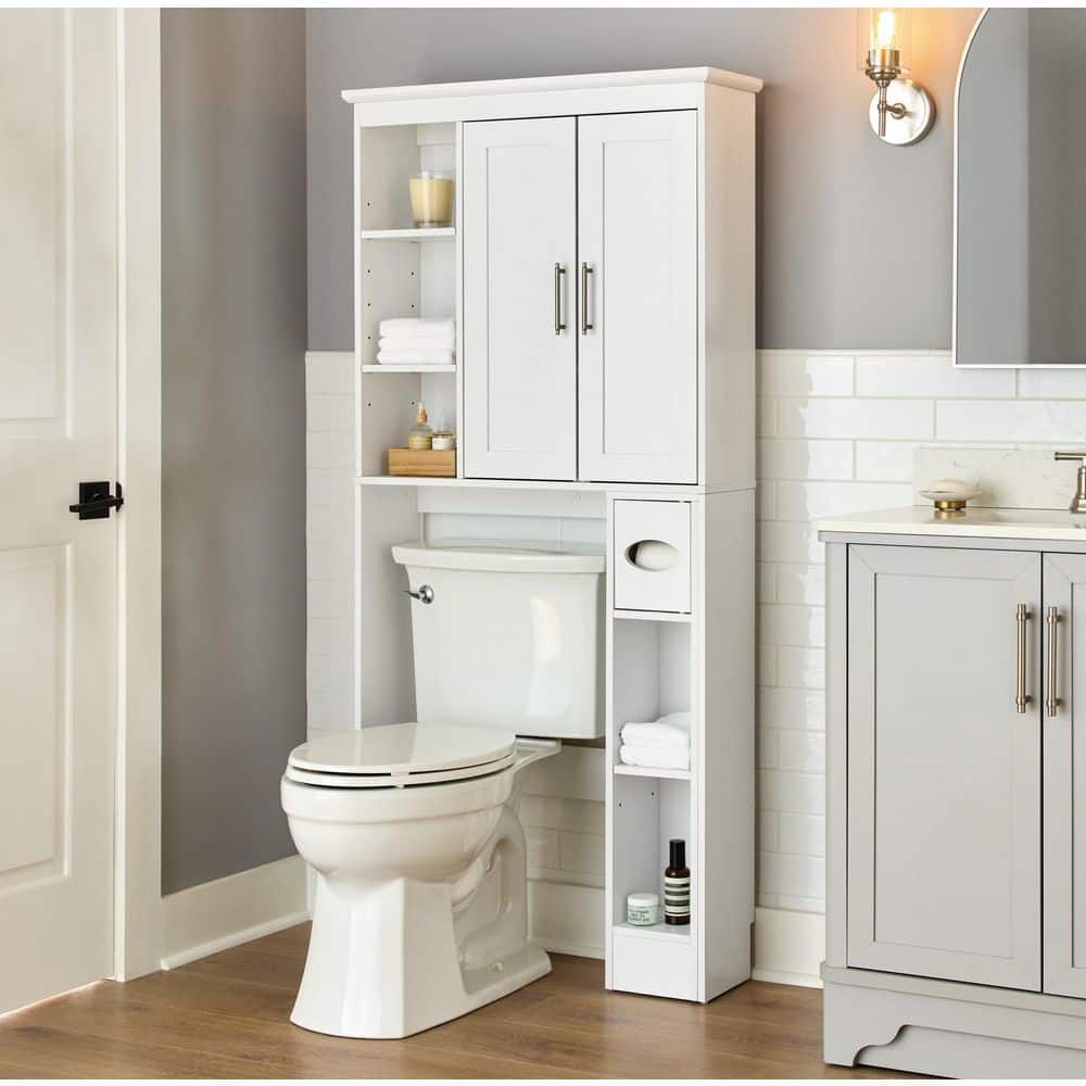 29 in. W x 65 in. H x 8.78 in. D White Over The Toilet Storage with Adjustable Shelves price history on PriceWatchPro